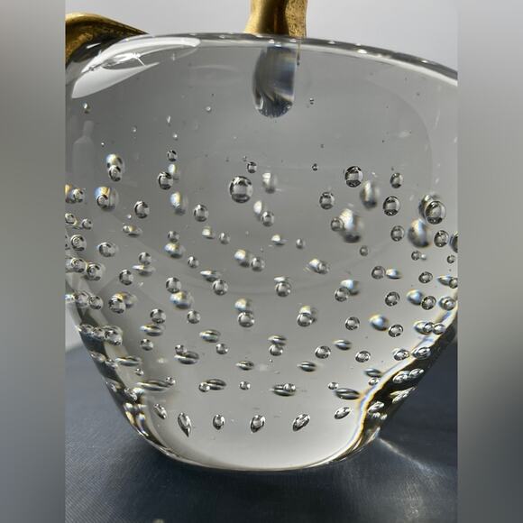 Vintage Gatco Controlled Bubble‎ Glass Apple Paperweight w/ Solid Brass - Picture 3 of 9